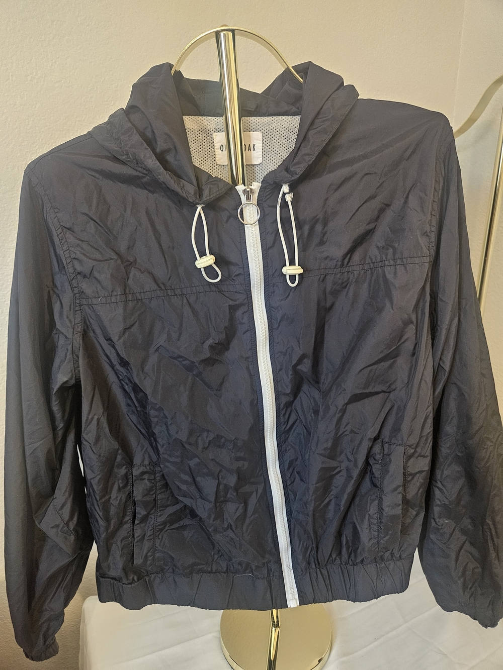 Olive & Oak Navy Lightweight Hooded Bomber Jacket Size Small